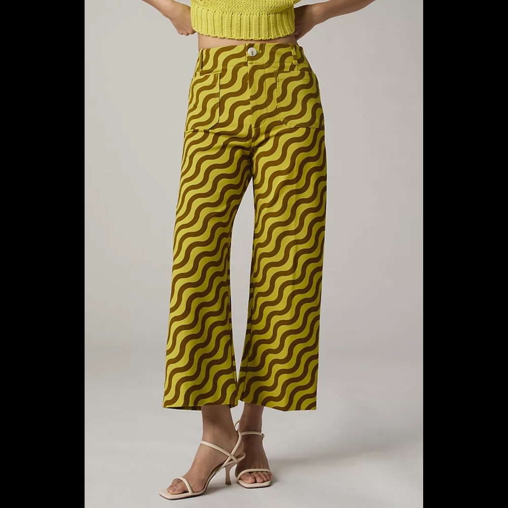 Anthropologie Colette Cropped Wide-Leg Ponte Pants by Maeve - Picture 1 of 16